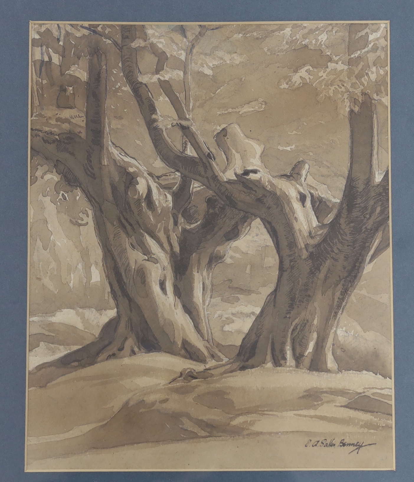 Ernest Alfred Sallis Benney (1894-1966), three watercolours, including 'Beach trees in Worth forest', each signed with inscription verso, largest 28 x 37cm